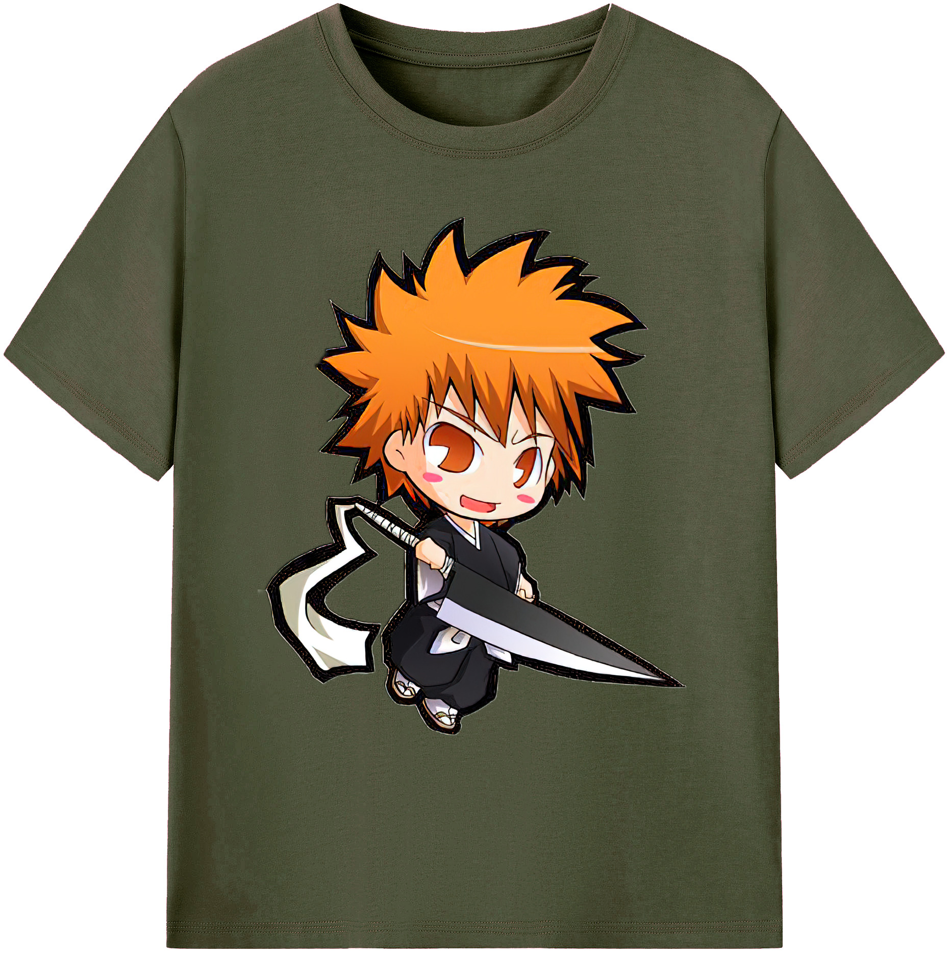（画像用） ブリーチ 黒崎一護（くろさき いちご）BLEACH Kurosaki Ichigo 綿100％ メンズ半袖Tシャツ｜肌触りやわらか＆通気性